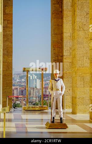 12 ottobre 2019, Ankara Turchia, Anitkabir soldati di guardia cerimoniale in servizio Foto Stock