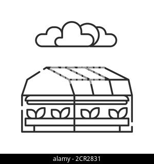 Gestione agricola agricoltura. Automazione agricola e robotica. Icona lineare nera Smart Farming. IOT a effetto serra. Firma per pagina Web, app. UI UX Illustrazione Vettoriale