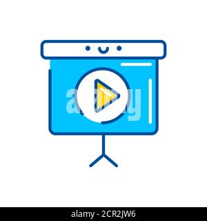 Icona del colore di presentazione. Contenuti video personalizzati. Accedi alla pagina Web, all'app mobile, al pulsante, al logo. Elemento isolato vettoriale. Tratto modificabile. Illustrazione Vettoriale