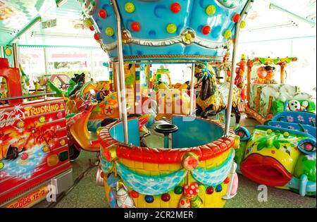 Giostra, giostra per bambini, Pistoia, Toscana, Italia Foto Stock