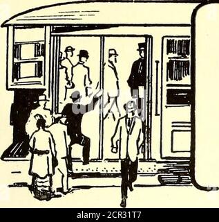 . Giornale ferroviario elettrico . COPYRIGHT COPVRtGHTEO 24 giugno 1916] ELECTRIC RAILWAY JOURNAL 33. I motori per porte pneumatiche NAZIONALI Door e StepControl sono costruiti per essere controllati manualmente, pneumaticamente o elettricamente. Il controllo elettrico tramite pulsanti è disponibile nelle seguenti condizioni: In primo luogo, quando la costruzione della vettura è tale da rendere difficile un collegamento meccanico tra la valvoladel motore e la stazione di controllo. In secondo luogo, quando si desidera evitare che il conduttore apra la porta mentre la vettura è in movimento. Comando manuale o a leva della valvola Foto Stock