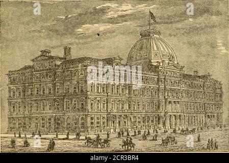 . Filadelfia al giorno, 1882. Essere una guida corretta a tutti gli edifici pubblici, le istituzioni, le ferrovie, i luoghi e gli oggetti di interesse .. . governo. L'UFFICIO POSTALE si trova in Chestnut Street, immediatamente a ovest della Custom-House. Si tratta di un edificio relativamente piccolo, del tutto inadeguato per il servizio postale di questa città. Si spera che durante l'anno di apertura la nuova struttura su Chestnut, Nono e Market Streetssarà terminata. (Per una descrizione di cui, vedi nuovo Ufficio postale.)il vecchio edificio è in marmo blu, nello stile francese dell'architettura. La consegna generale è aperta ni Foto Stock