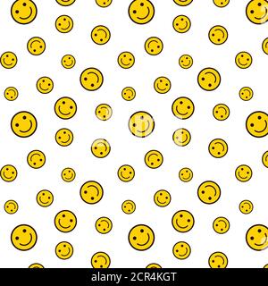 Sfondo sorriso. Modello senza giunture di icona del volto felice . Una texture emoticon sorridente. Illustrazione Vettoriale