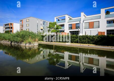 Essen, Renania Settentrionale-Vestfalia, Ruhr, Germania, Gruene Mitte Essen, progetto di sviluppo urbano nel quartiere universitario, nella città settentrionale Foto Stock