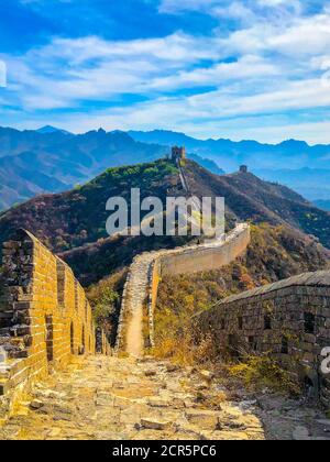 Grande Muraglia della Cina sulla rotta da Simatai Ovest A Jinshanling Foto Stock