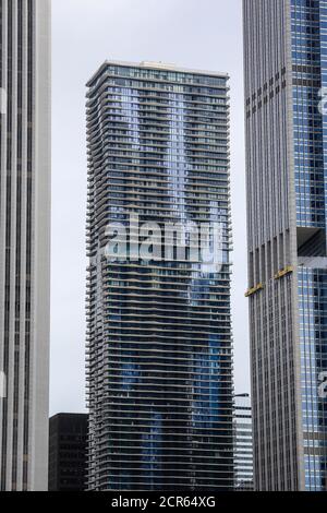 Aqua Building dell'architetto Jeanne Gang, Chicago, Illinois, USA, Nord America Foto Stock