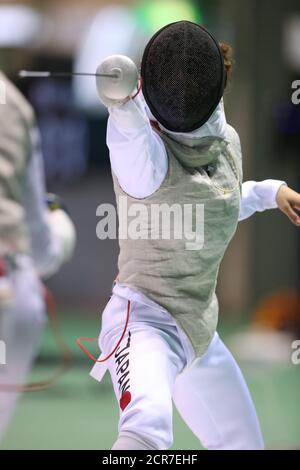 Palestra del Parco Olimpico di Komazawa, Tokyo, Giappone. 19 Settembre 2020. Sera Azuma, 19 SETTEMBRE 2020 - Scherma : il 73mo Campionato tutto Giappone Scherma preliminari di lamina femminile al Komazawa Olympic Park Gymnasium, Tokyo, Giappone. Credit: Yohei Osada/AFLO SPORT/Alamy Live News Foto Stock