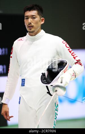 Palestra del Parco Olimpico di Komazawa, Tokyo, Giappone. 19 Settembre 2020. Kazuyasu Minobe, 19 SETTEMBRE 2020 - Scherma : il 73o Campionato tutto Giappone di scherma preliminari EPEE per uomini al Komazawa Olympic Park Gymnasium, Tokyo, Giappone. Credit: Yohei Osada/AFLO SPORT/Alamy Live News Foto Stock