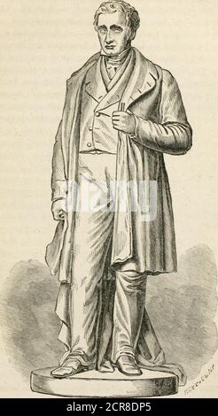 . La vita di George Stephenson, ingegnere ferroviario. L'impeto di questa opera d'arte il grande originale non sarebbe più - che theyshould essere costretto ad accettare l'effigie marmorea del engineerin al posto della presenza vivente dell'uomo. * la statua ereditata fu posta nella St. Georges Hall, Liverpool. Una statua a tutta lunghezza del defunto, di Bailey, fu eretta anche un anno dopo, nel nobile vestibolo della stazione di Londra e NorthwesternStation, in Piazza Euston. Un abbonamento per lo scopo wasset a piedi dalla Società di ingegneri meccanici, di cui hehad è stato il fondatore e presidente. Foto Stock