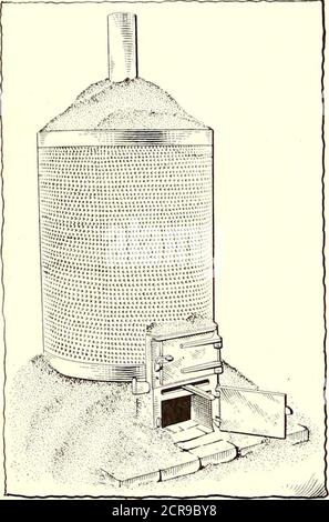 . Giornale ferroviario elettrico . Essiccatoio di sabbia l'essiccatoio di sabbia della pressa di mattone Martin Manu-facturing Company, Lancaster, Pa., è stato adottato da un certo numero di ferrovie elettriche. Le sue caratteristiche costruttive e operative sono indicate dall'illustrazione allegata edai seguenti para-grafici. Questo secco moderato in gabbia è adattato todrying da dieci totwenty tonnellate al giorno. La cupola del thedryer è di metallo veryheavy, così ar-varied che willnot essere readyburned fuori dalla sabbia thehot lingagacontro l'outsiand il fuoco within.The sabbia verde isponed intorno thedome, o riscaldatore, in-side la ste Foto Stock