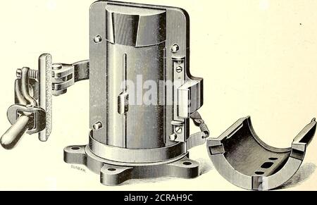 . Il giornale ferroviario di strada. ce di circa i m (39 in.). Utilizzando una pressione alternata di 40 volt, lo shockscdovrebbe essere percepito quando la distanza tra il tenazzolo e la piastra era di circa 25 mm (i in.), ilflusso essendo di 12 mm (Vz in.) di diametro. Per una pressione di 500 volt, la distanza alla quale l'asensazione poteva essere percepita era di 19 cm (75^ in.), e Tor 3600 volt circa 3 m (10 ft.). Utilizzando la pressione di vibrazione, le persone con sensibilità media difficilmente potrebbero sopportare la pressione a una distanza di i m (39 pollici). Le prove sono state poi effettuate con un flusso di 50 mm (2 in.) di diametro. Con questo flusso di 500 volt alte Foto Stock