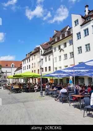 Monaco di Baviera, Sebastiansplatz, centro città, ristoranti, caffè, ospiti Foto Stock