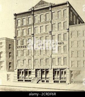 . Il giornale ferroviario di strada . MARTINETTO PER AUTO ACME. L'AUTO JAMES A. TRIMBLE FUNZIONA. Molto facilmente operata, in modo che due uomini possono sollevare una macchina rapidamente e in sicurezza con molto sforzo leggero. Una volta sollevati, i martinetti mantengono ferma la vettura per tutto il tempo necessario, senza pericolo per coloro che lavorano sotto. La costruzione è semplice, e nessuna parte è suscettibile di uscire oforder. Anche se facilmente maneggiati e non ingombranti, i jack sono costruiti in modo veritoso. Un ponte ferroviario sospeso attraverso le Cascate del Niagara. C'è la possibilità di costruire un ponte ferroviario sospeso attraverso le Cascate del Niagara. Il ponte, se co Foto Stock