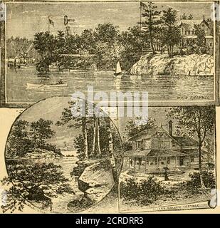 . La ferrovia centrale di New York e del fiume Hudson e la ferrovia di Roma, Watertown e Ogdenburg .. . nts, nearHigh Falls del fiume indiano, dove il fiume cade in rapide circa 85 piedi entro un quarto di un miglio. REDWOOD, Alexandria, Jefferson County, New York, 101 miglia da Utica. Hotel - americano. Questo villaggio contiene circa 800abitanti, ed è a sei miglia da Alexandria Bay, a cui stagesrun all'arrivo dei treni passeggeri su questa ferrovia. La sequoia panoramica è pittoresca, e abbonda in numerosi laghi, whichafford eccellente pesca per luccio, pickerel, trota lago, e vari Foto Stock