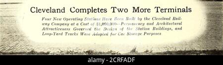 . Giornale ferroviario elettrico . Stazioni operative di Cleveland - Vista frontale della stazione di Denison costruzione Cleveland completa altri due terminali quattro nuove stazioni operative sono state costruite dalla Cleveland Rail-Way Company al costo di 1,000,000 dollari - permanenza e architettura l'attrattiva ha governato la progettazione degli edifici della stazione, e i binari Loop-Yard sono stati adottati per lo stoccaggio di auto. ALTRI DUE terminali operativi sono stati appena messi a punto dalla Cleveland (Ohio) Railway e dalla putin Operation. Questi completano, almeno per il presente, il programma di riabilitazione della stazione operativa che comprendeva quattro st Foto Stock