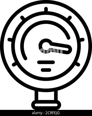 Icona pressione manometro, stile profilo Illustrazione Vettoriale