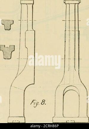 . La ferrovia e la rivista di ingegneria . a -^ /T;.;. Rzn costruttori che li hanno applicati. Gli schizzi di queste forme sono forniti come segue: Fig. 7. Creusot; IHORme ; Besseges ; martelli da 1 a 4 tonnellate.*. Fig. 8. Creusot : IHORme ; martelli da 2 a 20 tonnellate ; anche Marrel Brothers, da 2 a 50 tonnellate. Fig. G LHorme ; martelli da 2 a 20 tonnellate. Fig. 10. Thwaites P.rothers; martelli da 2 a 20 tonnellate. Fig. II. Brunon; martelli da i a 5 tonnellate. Fig. 12. Nasmito & Wilson; il martello Woolwich da 35 tonnellate. * in tutti questi articoli le misure metriche ed i pesi sono used.They possono essere trasferiti facilmente, il r Foto Stock