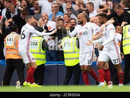 Sheffield Uniteds Lys Mousset celebra il punteggio dell'equalizzatore 2-2 Chelsea v Sheffield United PHOTO CREDIT : © MARK PAIN / ALAMY STOCK PHOTO Foto Stock