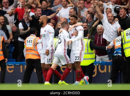 Sheffield Uniteds Lys Mousset celebra il punteggio dell'equalizzatore 2-2 Chelsea v Sheffield United PHOTO CREDIT : © MARK PAIN / ALAMY STOCK PHOTO Foto Stock