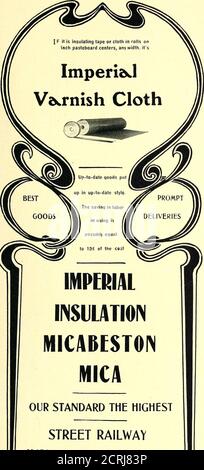 . Il giornale ferroviario di strada . GIORNALE FERROVIARIO STRADALE. 231. IMPERIALINSULATIONMICABESTOIMMICA IL NOSTRO STANDARD LA PIÙ ALTA STRADA RAILWAYINSULAZIONE UNA SPECIALITÀ SILLS-EDDYMICA CO. NEWARK., N.J. Foto Stock