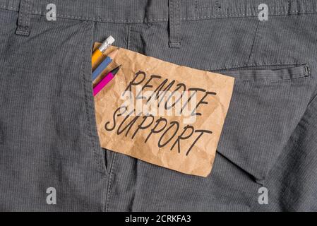 Supporto remoto per la scrittura di testo. Foto aziendale che mostra il tipo di servizio sicuro, che consente ai rappresentanti di aiutare a scrivere attrezzature e marrone Foto Stock