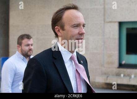 Londra, Regno Unito. 20 Settembre 2020. Segretario della Sanità, Matt Hancock, presso gli studi della BBC per il 'Andrew Marr Show'. Credit: Tommy London/Alamy Live News Foto Stock