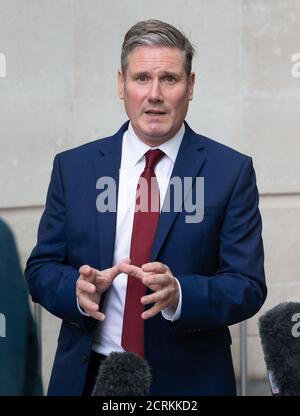 Londra, Regno Unito. 20 Settembre 2020. Leader del lavoro, Keir Starmer, presso gli studi della BBC per il 'Andrew Marr Show'. Credit: Tommy London/Alamy Live News Foto Stock