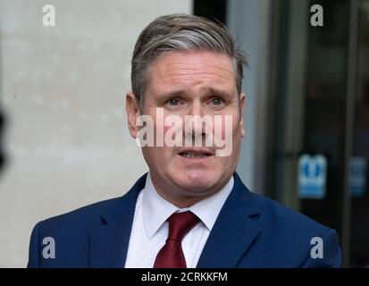 Londra, Regno Unito. 20 Settembre 2020. Leader del lavoro, Keir Starmer, presso gli studi della BBC per il 'Andrew Marr Show'. Credit: Tommy London/Alamy Live News Foto Stock