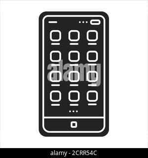 Icona glifo nero per la progettazione dell'interfaccia utente mobile. Processo di creazione di interfacce in software o dispositivi computerizzati. Pittogramma per pagina web, app mobile, promo. UI UX Illustrazione Vettoriale