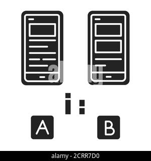 Test icona glifo nero. Indagine condotta per fornire agli stakeholder informazioni sulla qualità del prodotto software. PROGETTAZIONE GUI UI UX Illustrazione Vettoriale