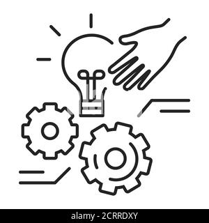 Identificare le possibili soluzioni icona linea nera. Risolvere un problema o affrontare una situazione difficile. Pittogramma per pagina web, app mobile, promo. UI UX Illustrazione Vettoriale