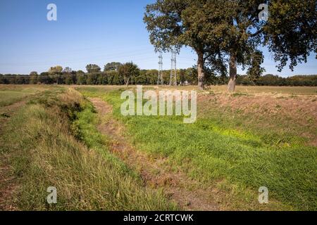 Il fiume secco caduto Issel vicino Wesel il 19 settembre. 2020, Renania Settentrionale-Vestfalia, Germania. Der trocken gefallene Fluss Issel bei Wesel am 19.09. Foto Stock