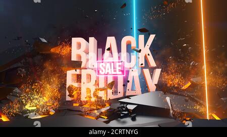 Offerta Black Friday, sconto. illustrazione del rendering 3d. Se avete domande non esitate a scrivermi Foto Stock