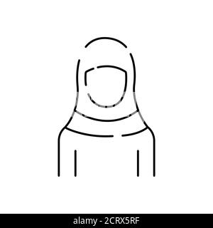 Arabo musulmana donna in tessuto tradizionale nero linea icona. Pittogramma per pagina web, app mobile, promo. Elemento di progettazione GUI UI UX. Tratto modificabile. Illustrazione Vettoriale