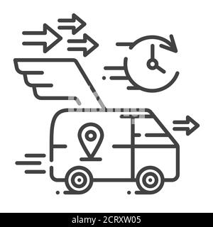 Consegna rapida sotto la porta icona linea nera. Cartello trasporto merci. Spedizione espressa. Firma per pagina Web, app. Elemento di progettazione GUI UI UX. Modificabile Illustrazione Vettoriale