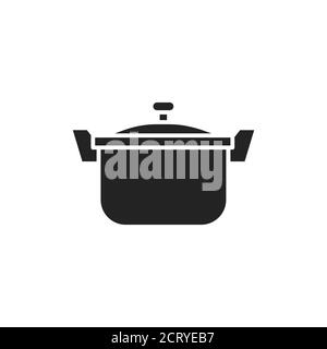 Padella ginseng zuppa glifo icona nera. Cucina coreana. Accedi alla pagina Web, all'app mobile, al pulsante, al logo. Illustrazione Vettoriale