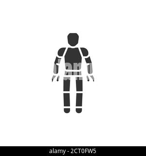 Icona glifo nero Android. Robot umanoide o organismo sintetico. Innovazione tecnologica. Firma per pagina Web, app. Elemento di progettazione GUI UI UX Illustrazione Vettoriale