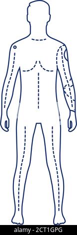 Uomo con icona di linea nera mano artificiale. Persona che ha una protesi invece di una mano reale. Pittogramma per pagina web, app mobile, promo. GUI UI UX Illustrazione Vettoriale