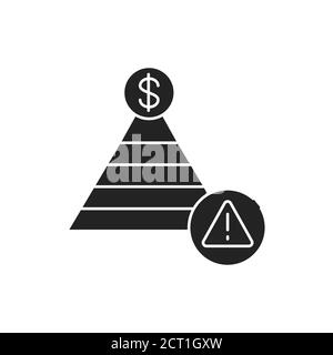 Piramide finanziaria icona glifo nero. Un modello di business che recluta i membri tramite una promessa di pagamenti o servizi. Pittogramma per pagina Web, app mobile Illustrazione Vettoriale