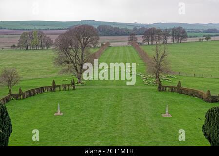 Ashdown House Gardens (conosciuto anche come Ashdown Park) - Casa di campagna del XVII secolo nella parrocchia civile di Ashbury Nella contea inglese dell'Oxfordshire - Foto Stock