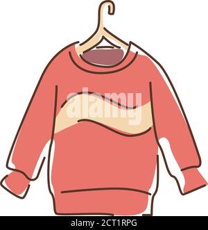 Icona della linea di colore del pullover. Un capo di abbigliamento in lana che copre la parte superiore del corpo e delle braccia. Pittogramma per pagina web, app mobile, promo. UI UX Illustrazione Vettoriale