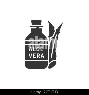 Icona glifo nero dell'olio di aloe. Olio di aloe. Liquido viscoso. Idrata e nutre la pelle. Cura della pelle. Utilizzato anche per il massaggio Illustrazione Vettoriale