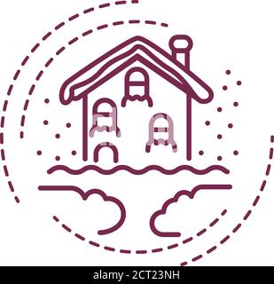 Icona della linea nera che deriva la neve. Un deposito di neve scolpito dal vento in un tumulo durante una tempesta di neve. Pittogramma per pagina web, app mobile, promo. GUI UI UX Illustrazione Vettoriale