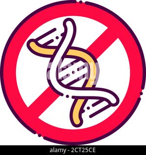 Icona del colore della linea allergia agli OGM. Reazione allergica. Intolleranza chimica. Ipersensibilità ai singoli componenti del prodotto. Vettore isolato Illustrazione Vettoriale