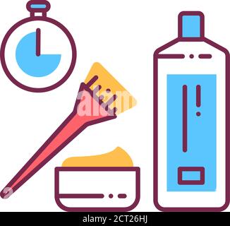 Procedura per il ripristino dei capelli, botox, icona della linea di colore cheratina. Trattamento dei capelli. Servizi di parrucchiere. Industria di bellezza. Pittogramma per pagina web, promo. Illustrazione Vettoriale