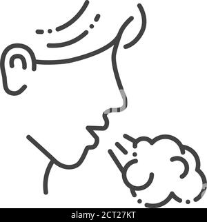 Icona nera della linea dei sintomi allergici. Malattie infettive, raffreddori, influenza, tosse. Accedi alla pagina Web, all'app mobile, al pulsante, al logo. Pulsante isolato vettore Illustrazione Vettoriale