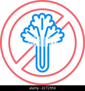 Icona a colori senza sedano. Ingrediente allergenico. Intolleranza alimentare. Accedi alla pagina Web, all'app mobile, al pulsante, al logo. Pulsante isolato vettore. Modificabile Illustrazione Vettoriale