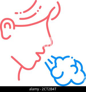 Icona a colori della linea dei sintomi allergici. Malattie infettive, raffreddori, influenza, tosse. Accedi alla pagina Web, all'app mobile, al pulsante, al logo. Illustrazione Vettoriale