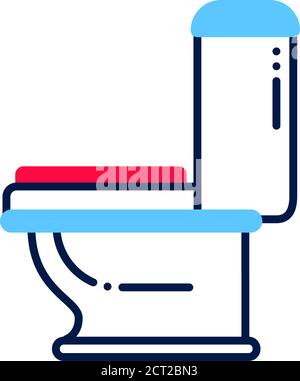Icona del colore della linea WC. Sintomo allergico: Diarrea, nausea. Accedi alla pagina Web, all'app mobile, al pulsante, al logo. Illustrazione Vettoriale