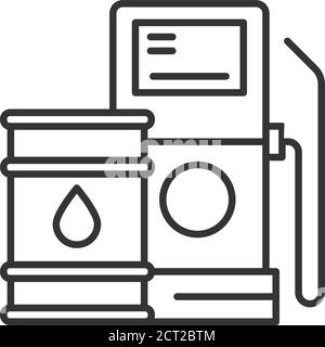 Icona nera linea biocarburante. Simbolo della tecnologia verde. Pittogramma del vettore di energia alternativa. Simbolo dell'impianto di biogas. Pulsante per pagina Web, app, promo. Illustrazione Vettoriale